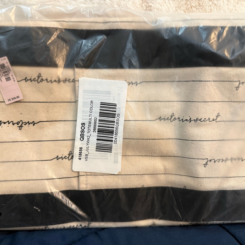 Victoria's Secret Black and White Striped Tote